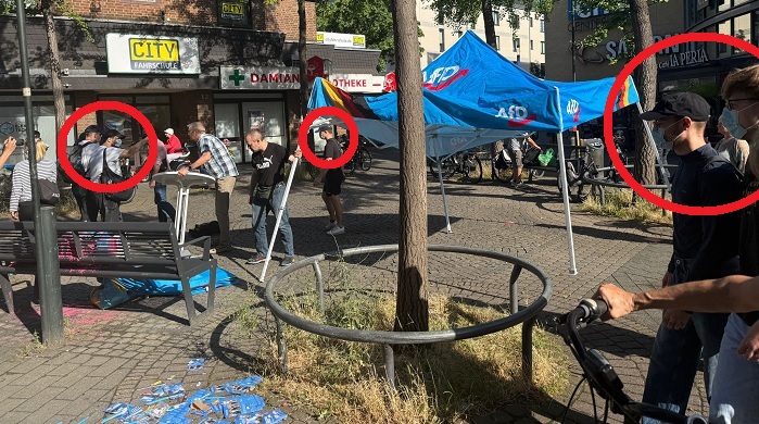 Köln: Antifa-Mob verwüstet AfD-Stand